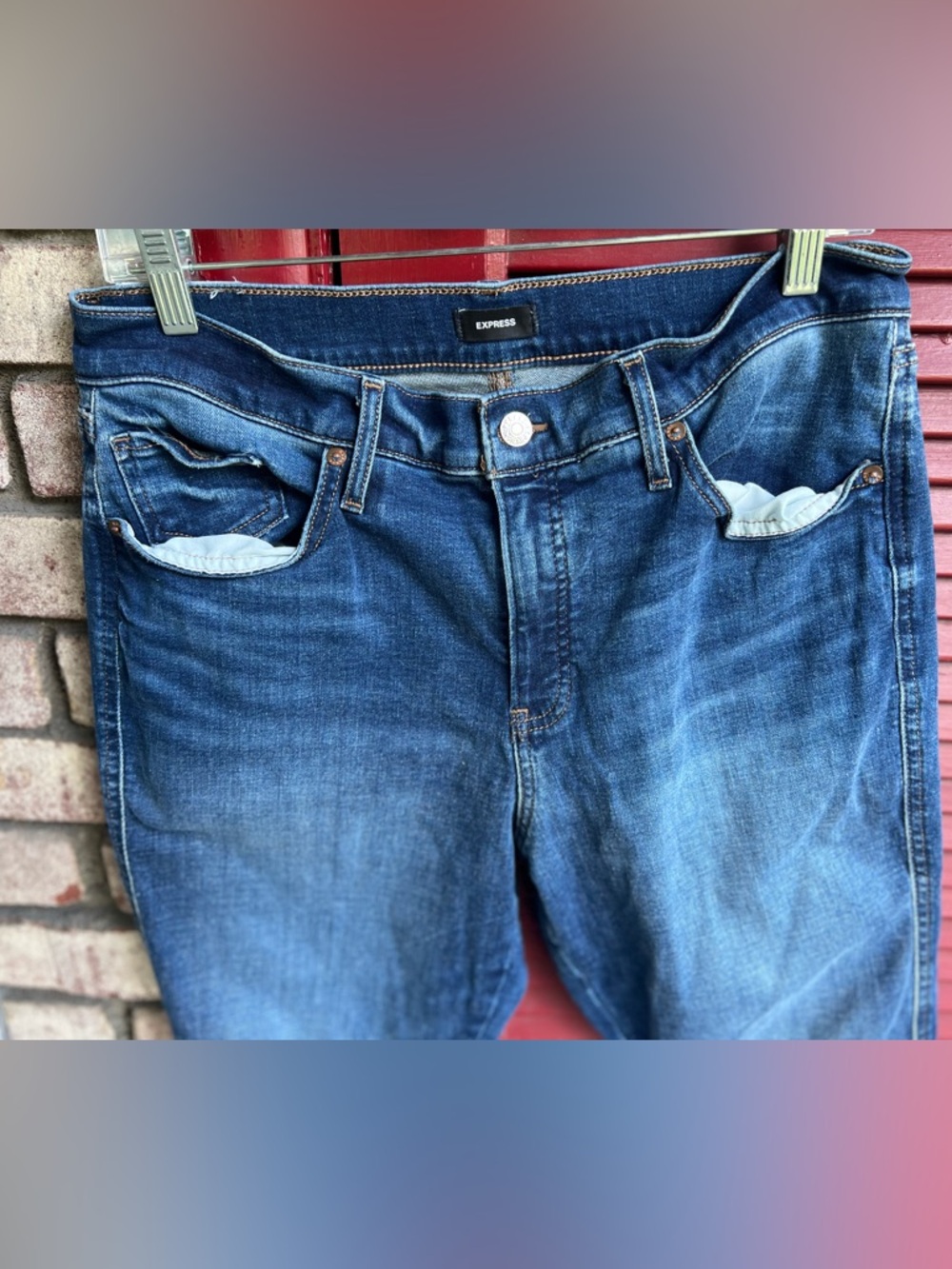 Express Mid Rise Skinny 12R Woman’s Blue Jeans - Picture 5 of 7